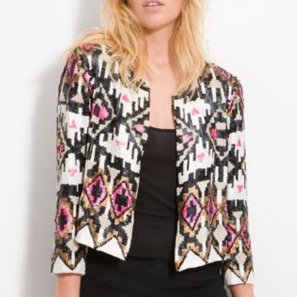 Parker women’s jacket - Fully beaded Sequin silk - size M